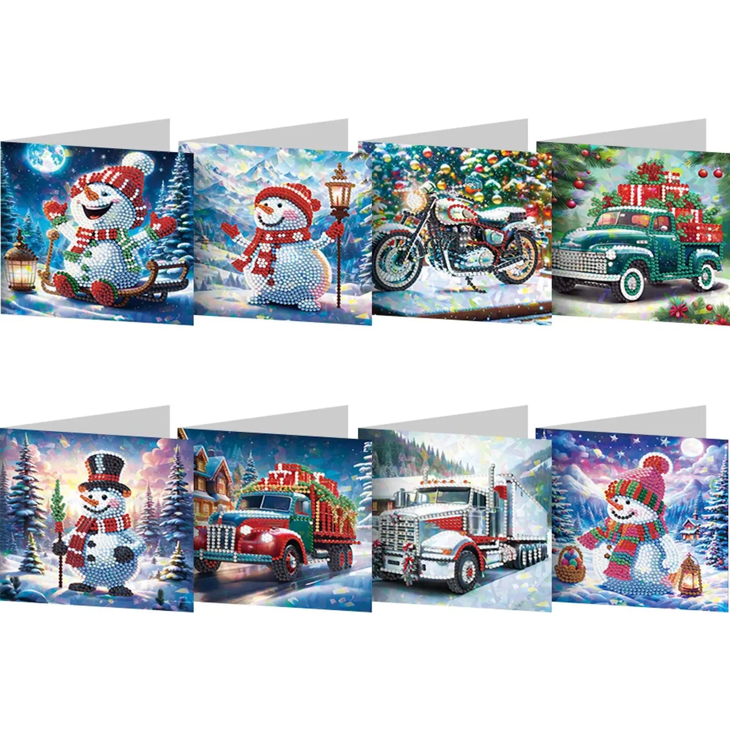 8/12Pcs 5D Rhinestone Embroidery Arts Cards Kits