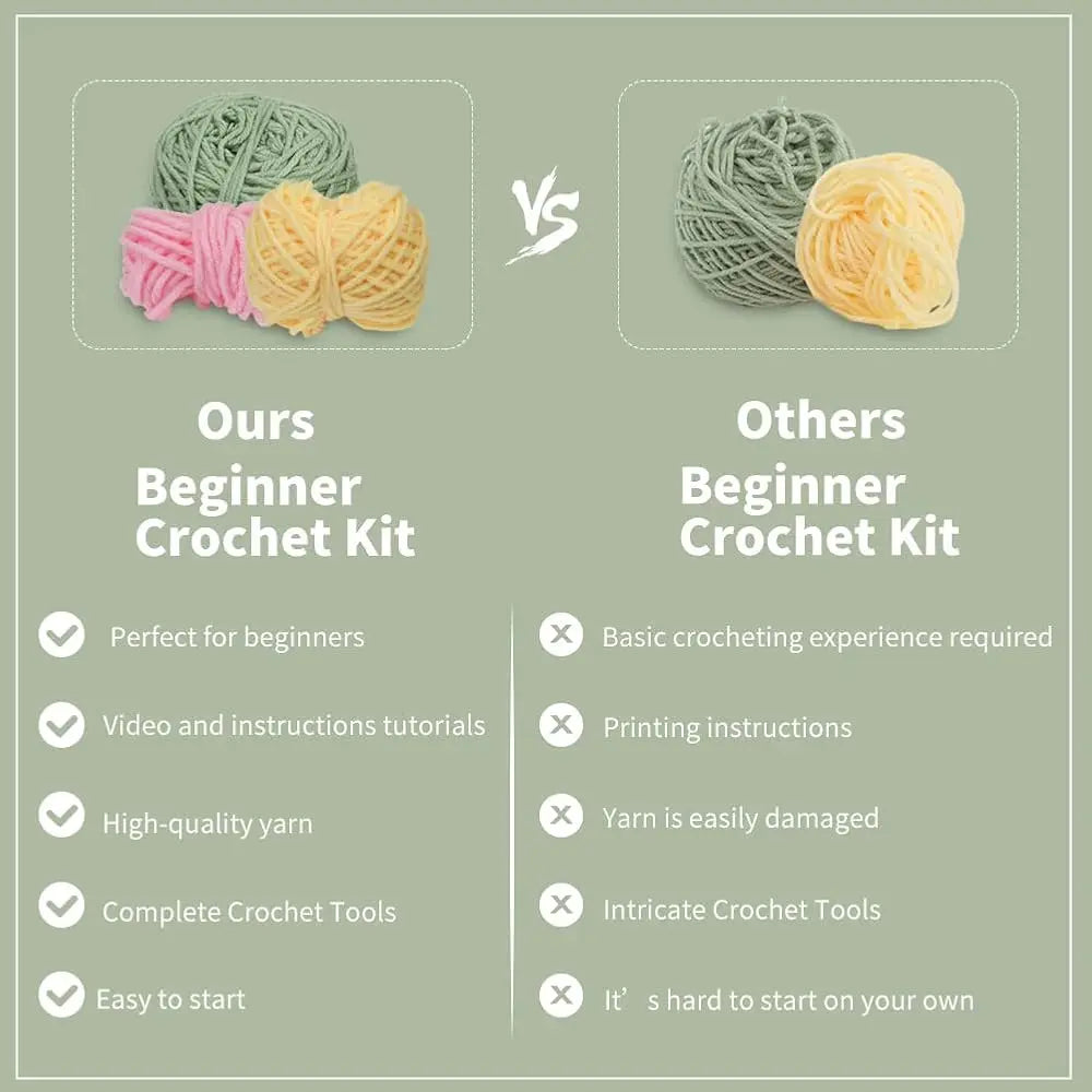 Beginners Crochet Kit, Crochet Animal Kit, Knitting Kit with Yarn, Polyester Fiber, Crochet Hooks, Step-by-Step Instructions