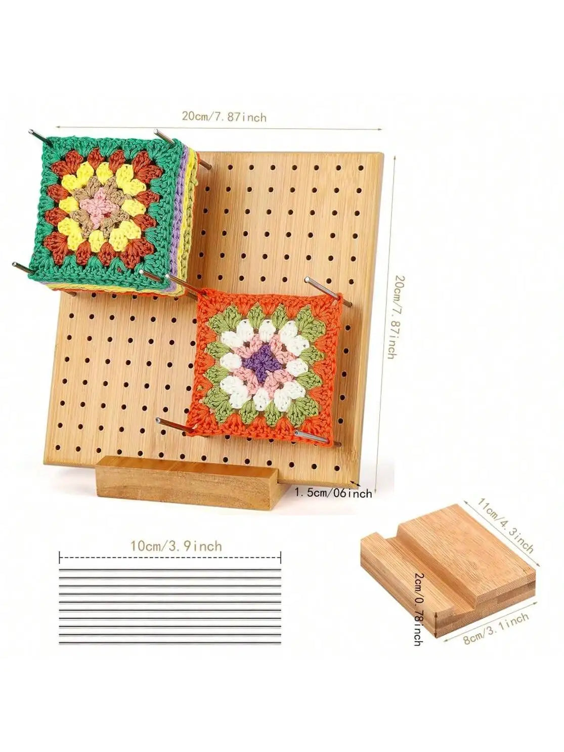 1 Pcs Handcrafted Wooden Blocking Board Crochet, Blocking Board For Square, Super Sturdy Blocking Board Crochet Wood for Crochet