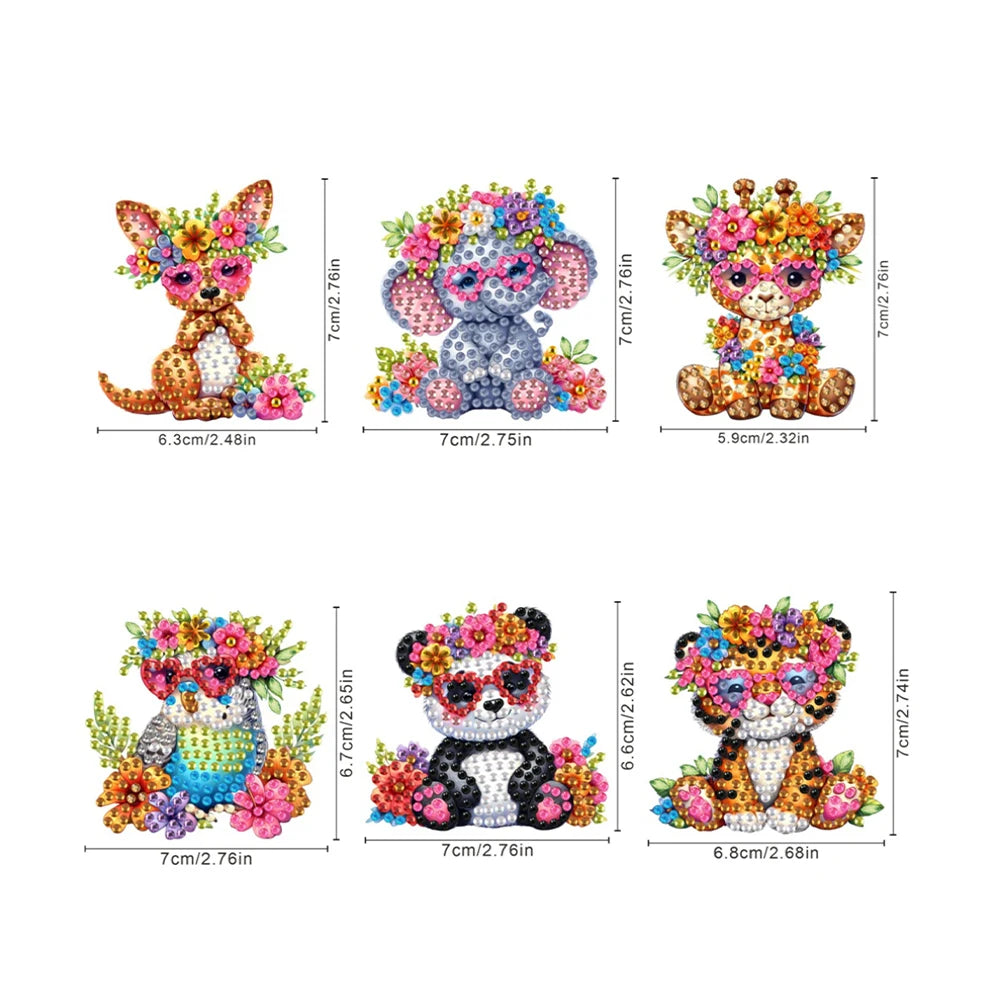 6Pcs Acrylic Flower Buckets Fridge Stickers Diamond Art Fridge Magnet Diamond Painting Refrigerator Magnet for Car Mailbox Decor