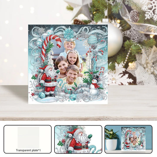 2D Flat DIY Xmas Diamond Decoration Photo Frame Diamond Art Kits Interesting Crystal Photo Frame Partial Drill for Home Decor
