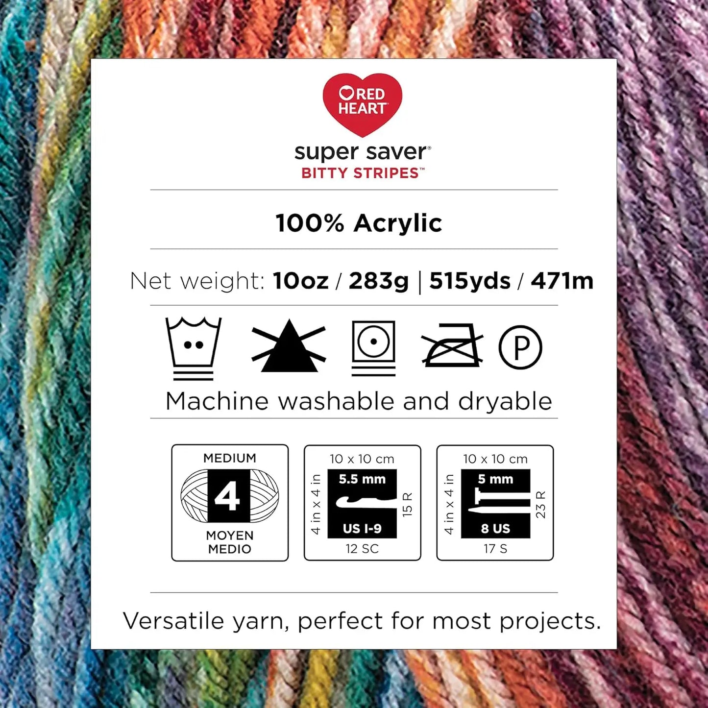 2-Pack Acrylic Yarn, 10oz/283g, #4 Worsted, 515 Yards for Knitting and Crochet