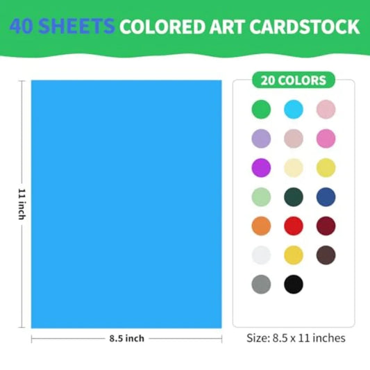 8.5 x 11 Colored Cardstock Paper 40 Sheets 20 Assorted Colors 200gsm 75lb Thick Smooth Card Stock for Card Making DIY Crafts Sc