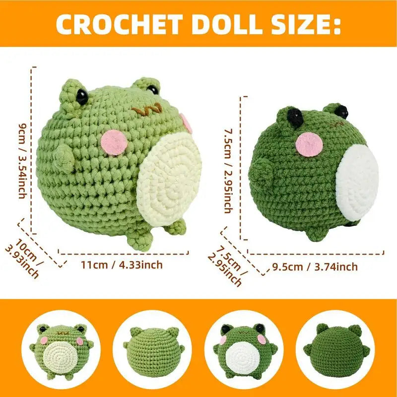 Frog Crochet Animal Kit Starter Crochet Hook Set Complete Crochet Set Include Yarn Eyes Stuffing Crochet Hook For Beginners And