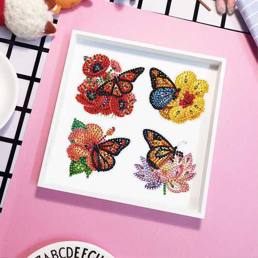 6 Pcs Diamond Art Fridge Magnets Sticker Car Butterfly Dragonfly Special Shape
