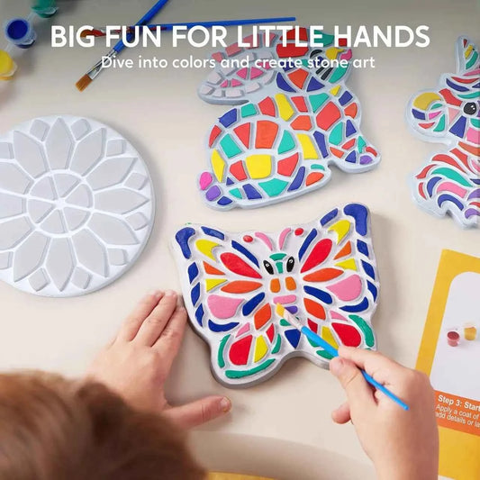 JOYFY Kids Stepping Stones Painting Kit Paint 5 Garden Stones Ceramic Garden Decor for Kids Birthday Christmas Gifts