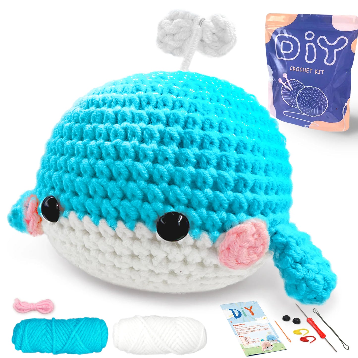 YAMAXIN 1set Whale Crochet Set for Beginners,Include Step-by-Step Video Tutorials(Accessories In Random Color)