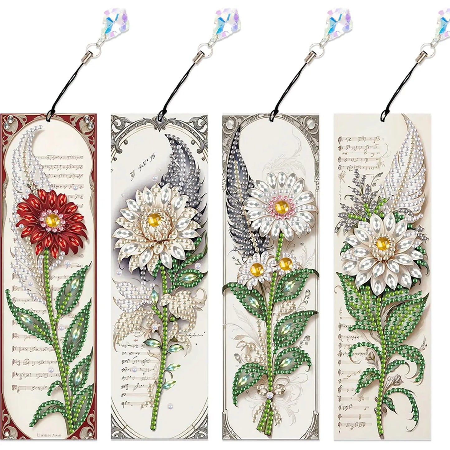 4Pcs Special Shape Book Dinosaur DIY Bookmarks Diamond Painting Kits Diamond Painting Bookmark Making Kit for Adults Beginners