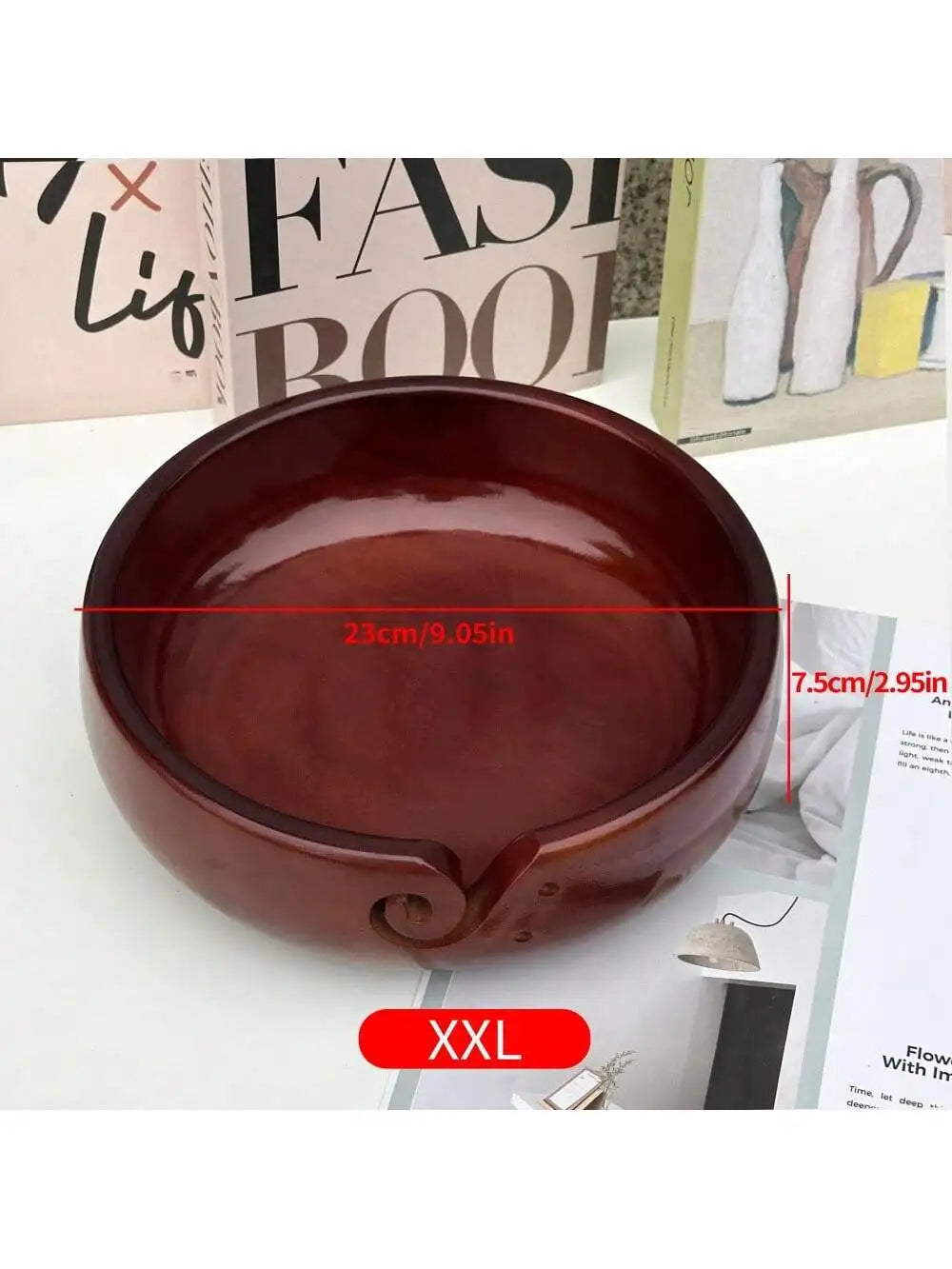 Handmade Wooden Yarn Bowl with Holes Large Knitting Yarn Storage Bowl DIY Crocheting Accessories Yarn Holder Dispenser