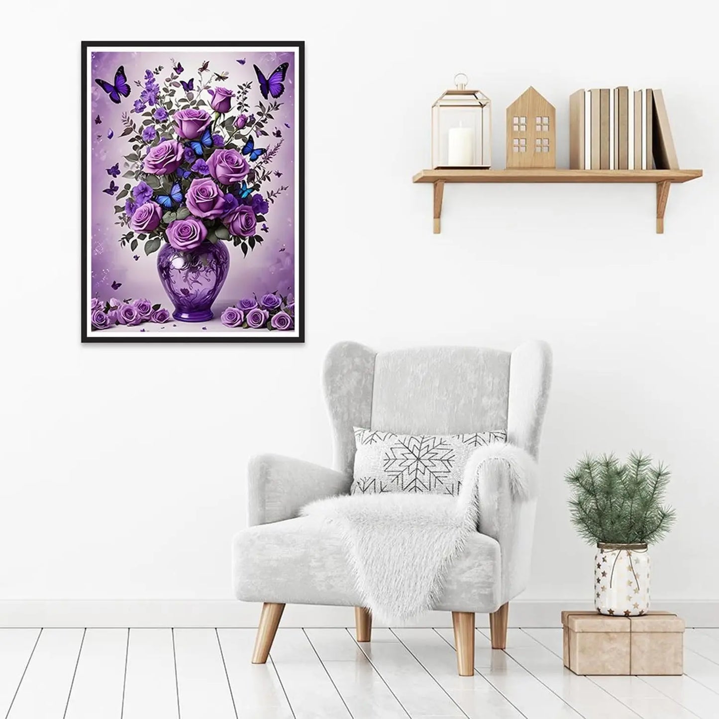 Floral Butterfly Diamond Painting Kit for Adults Beginners, 12x16 Inch