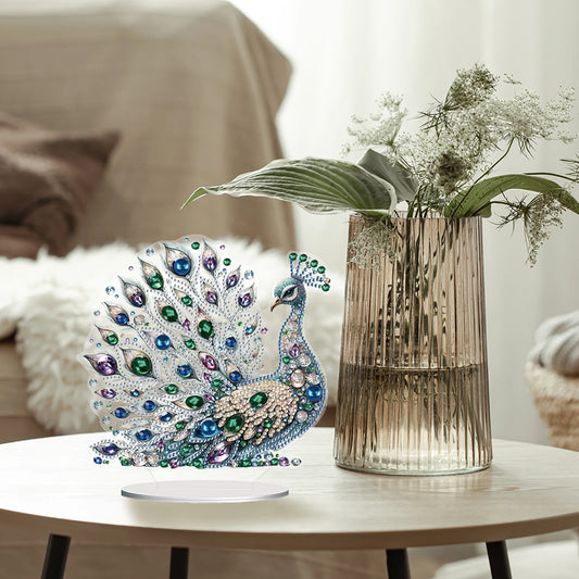 1 Piece DIY Peacock Diamond Art Table to Decorate Adult Single