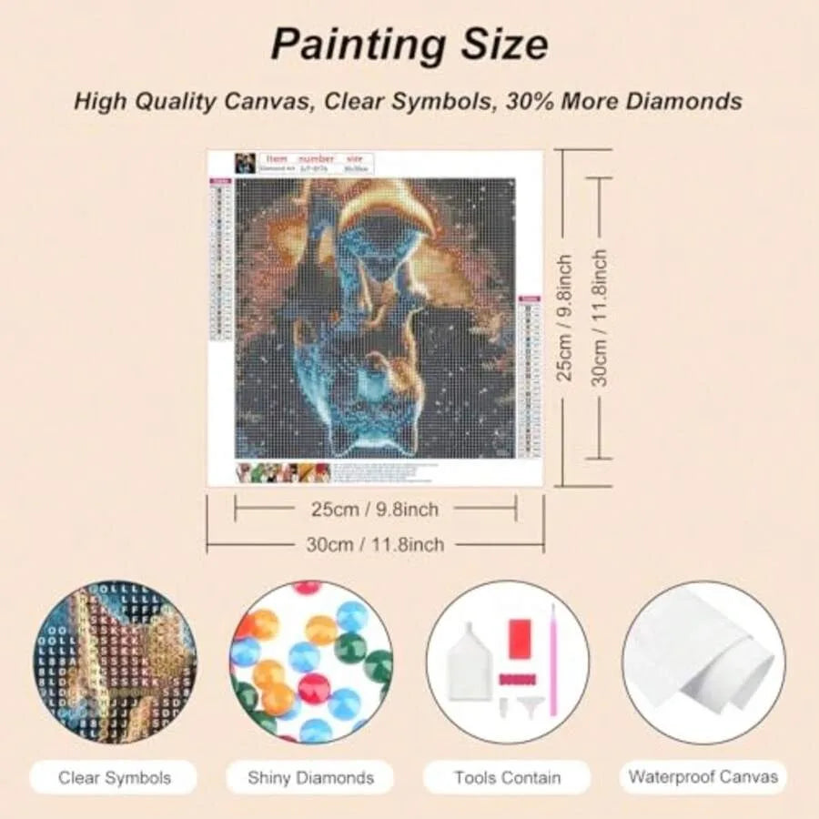 Dog And Wolf Diamond Painting Kits For Adults Diamond Art Kits For Beginners 5D Round Diamond Dots Gem Art Craft For Home Wall