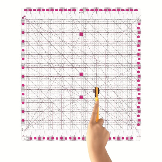 4mm Thick Slotted Quilting Ruler 12.5x12.5" Non-Slip Acrylic Quilt Strip Ruler with Gift Box for Sewing Fabric Cutting Tool