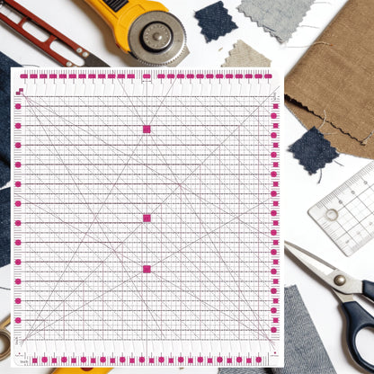 4mm Thick Slotted Quilting Ruler 12.5x12.5" Non-Slip Acrylic Quilt Strip Ruler with Gift Box for Sewing Fabric Cutting Tool