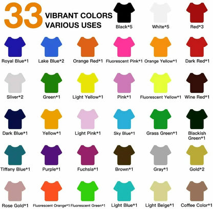 HTVRONT 47pcs 30cm*25cm PU Heat Transfer Vinyl Sheets Multi-color Iron on HTV Vinyl Films for Cricut Heat Press Cloth Textiles