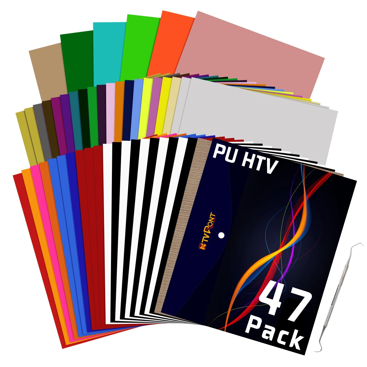 Htv Films HTVRONT 47pcs 30cm*25cm PU Heat Transfer Vinyl Sheets Multi-color Iron ...