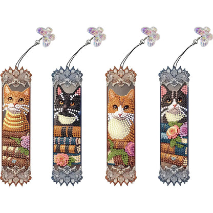 4Pcs DIY with Butterfly Pendants Diamond Painting Bookmark