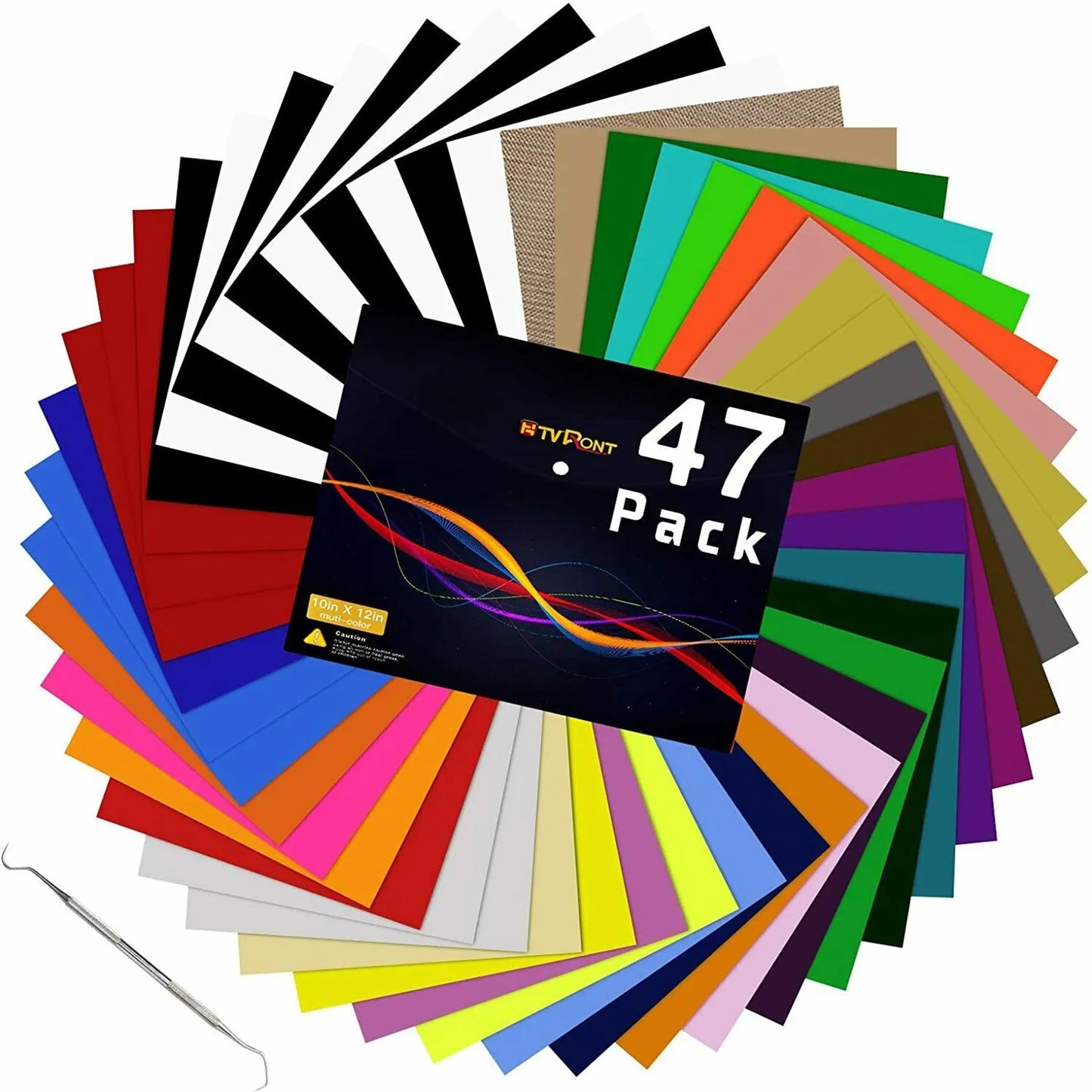 HTVRONT 47pcs 30cm*25cm PU Heat Transfer Vinyl Sheets Multi-color Iron on HTV Vinyl Films for Cricut Heat Press Cloth Textiles