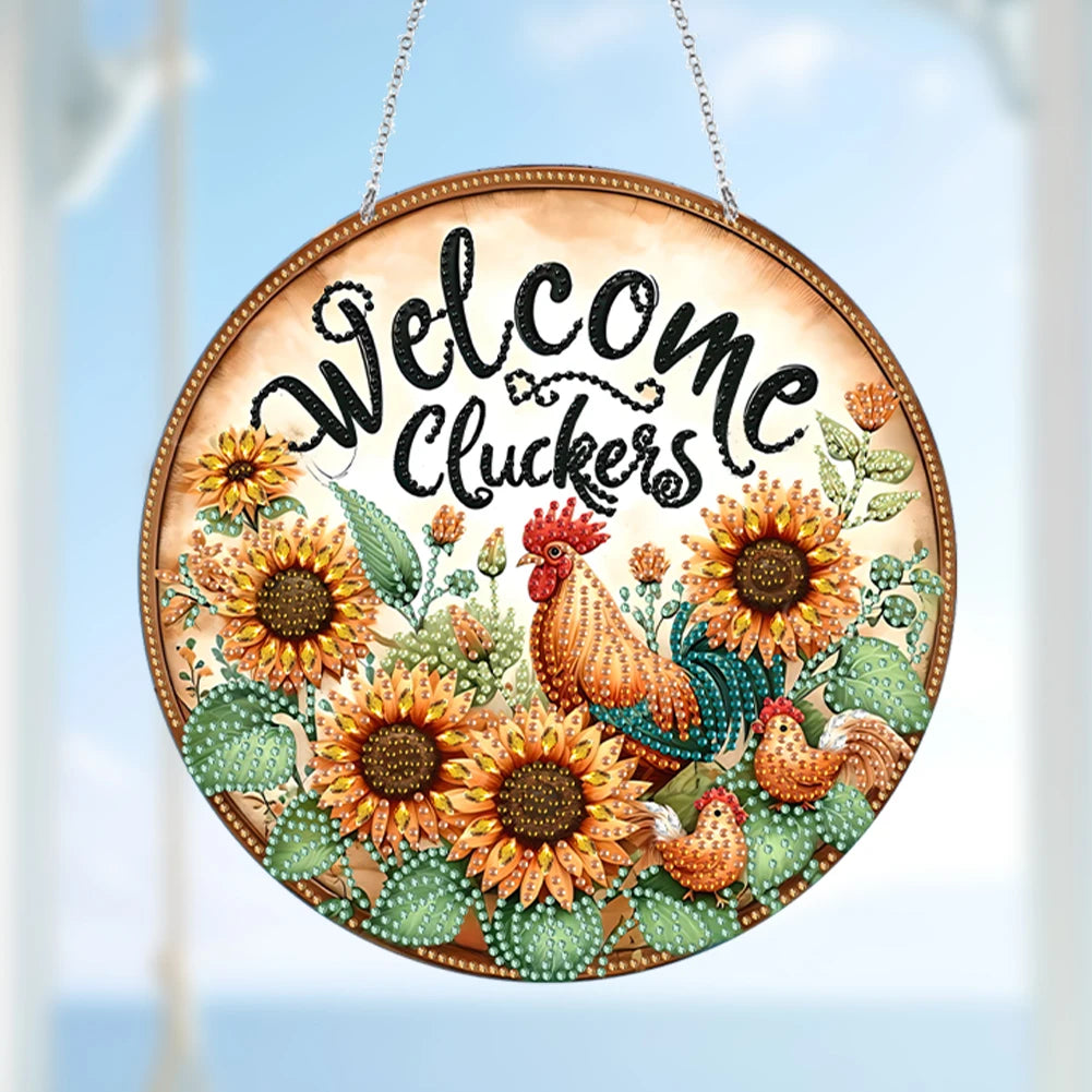 Acrylic Diamond Painting Home Decor 5D DIY Diamond Painting Dots Pendant Rhinestone Diamond Art Window Pendants for Window Decor