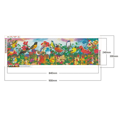 Diamond Embroidery Fence Birds Drawing DIY Rhinestone Mosaic for Wall Gifts