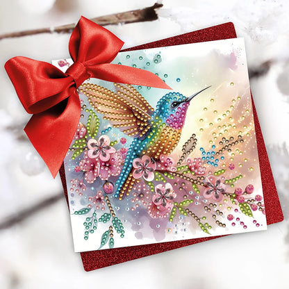 6pcs 5D Rhinestone Arts Greetings Birthday Card DIY Diamond Art Greeting Cards Handmade Diamond Painting Greeting Thank You Card