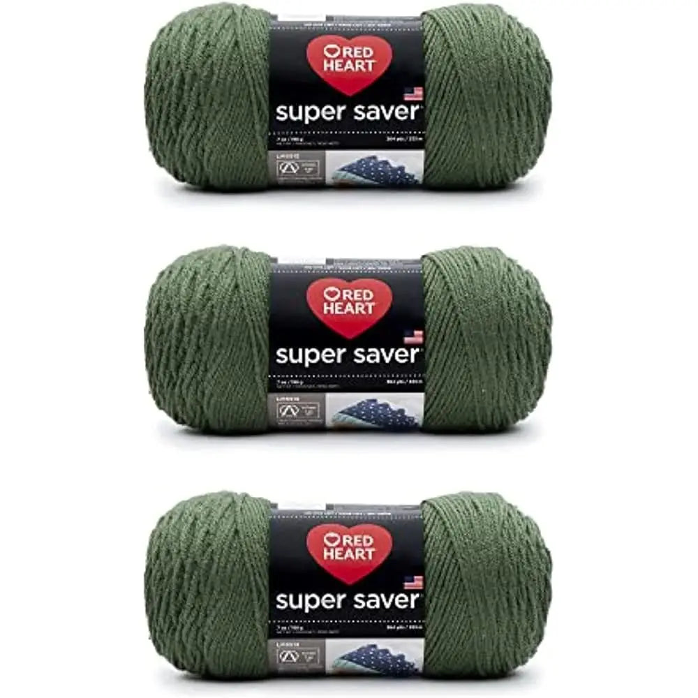 Super Saver Medium Thyme Yarn - 3 Pack of 198g/7oz - Acrylic - 4 Medium (Worsted) - 364 Yards - Knitting/Crochet