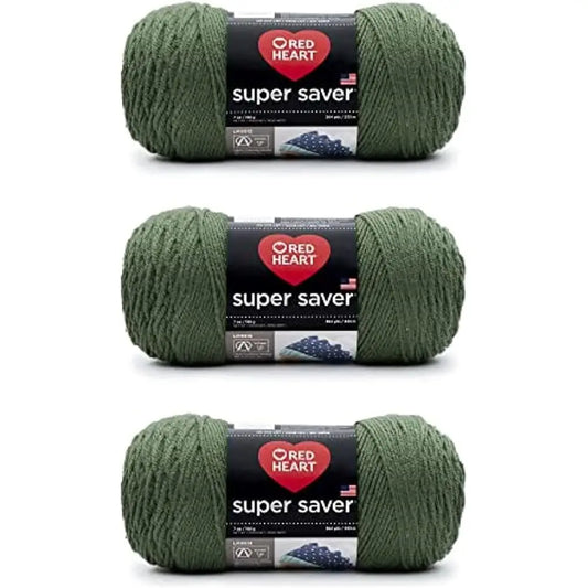 Super Saver Medium Thyme Yarn - 3 Pack of 198g/7oz - Acrylic - 4 Medium (Worsted) - 364 Yards - Knitting/Crochet