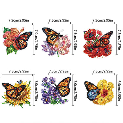 6 Pcs Diamond Art Fridge Magnets Sticker Car Butterfly Dragonfly Special Shape