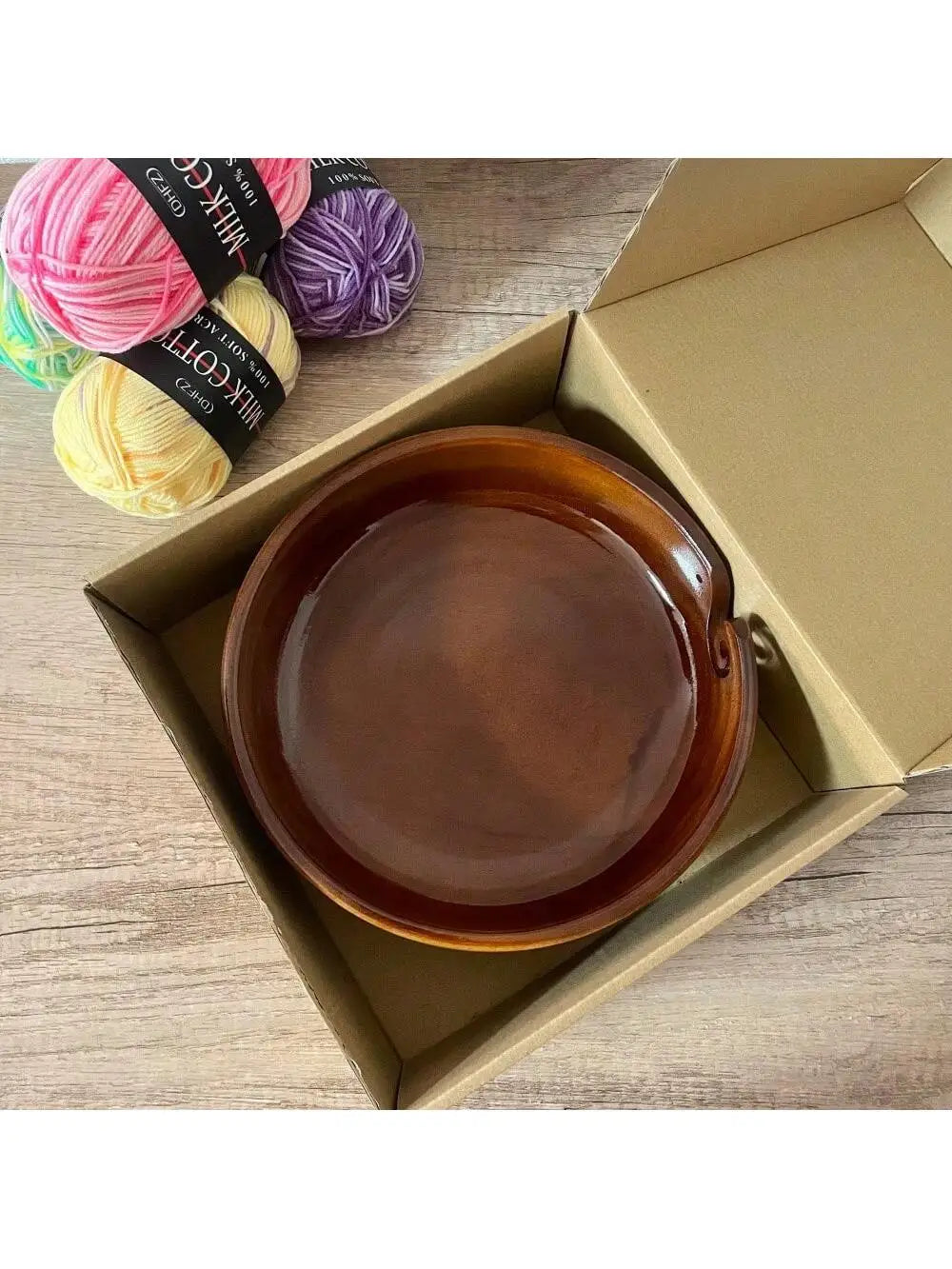 Handmade Wooden Yarn Bowl with Holes Large Knitting Yarn Storage Bowl DIY Crocheting Accessories Yarn Holder Dispenser