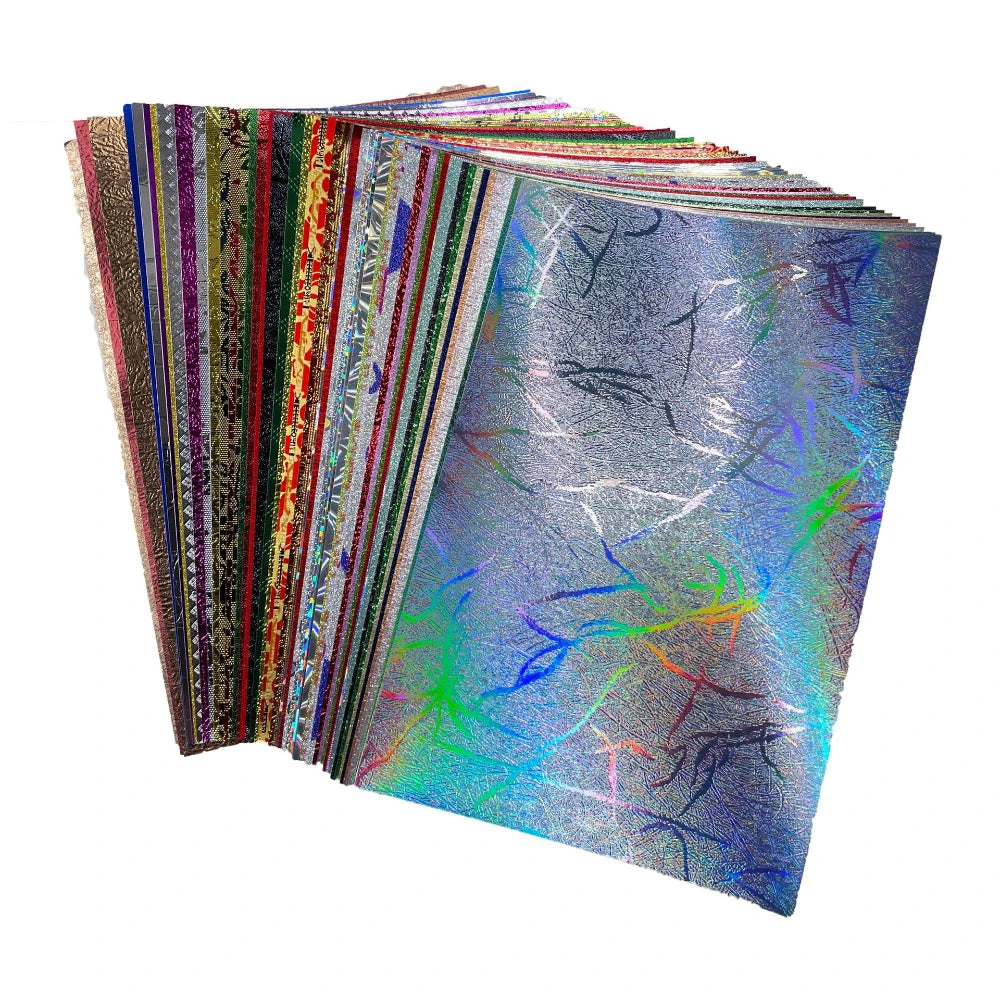 50 Sheets A5 A6 Glitter Paper Assorted Holographic Textured Scrapbook Embossed Cardstock Colorful DIY Art Craft Greeting Cards