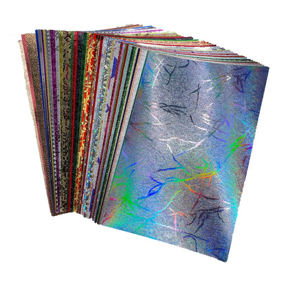 50 Sheets A5 A6 Glitter Paper Assorted Holographic Textured Scrapbook Embossed Cardstock Colorful DIY Art Craft Greeting Cards