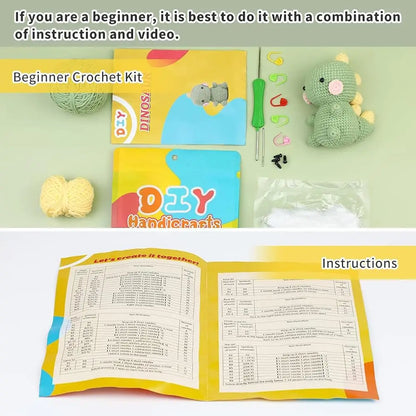 Beginners Crochet Kit, Crochet Animal Kit, Knitting Kit with Yarn, Polyester Fiber, Crochet Hooks, Step-by-Step Instructions