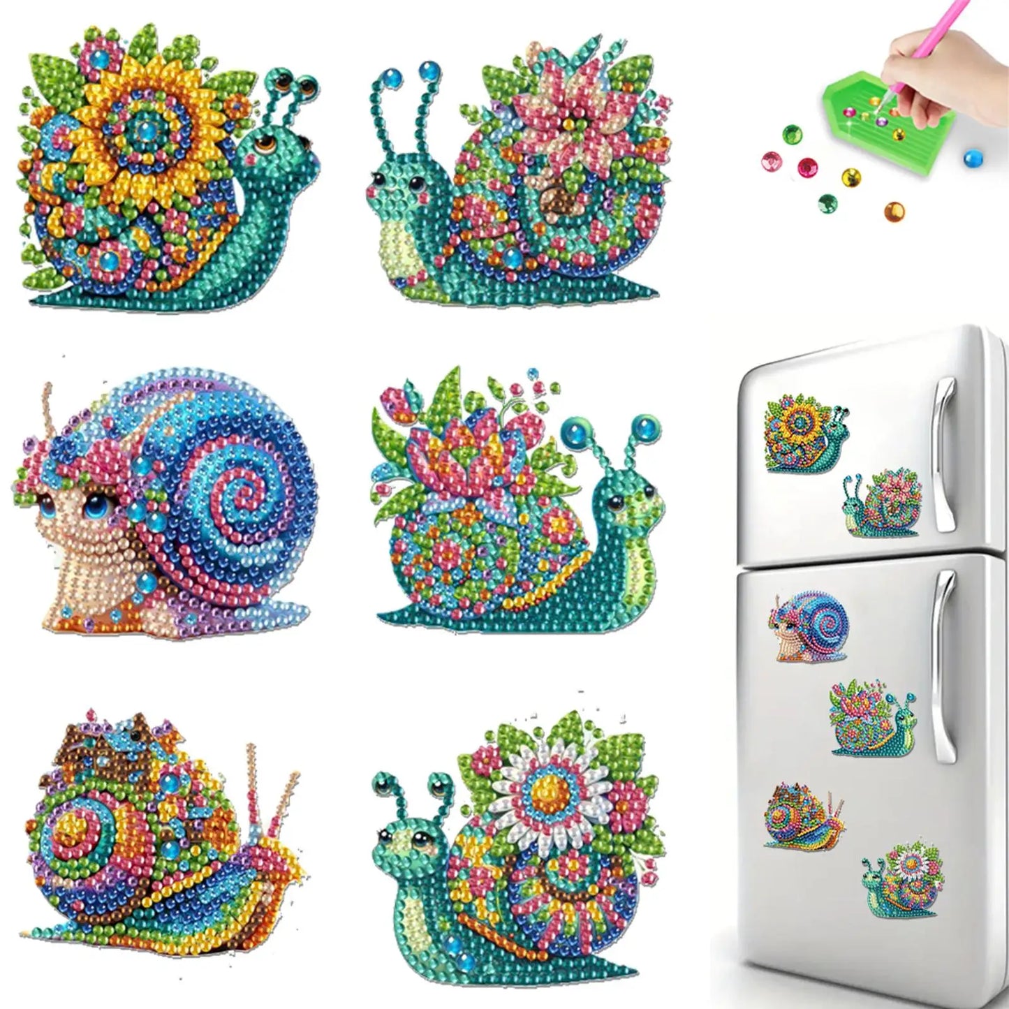 6Pcs Diamond Painting Kits DIY Diamond Art Refrigerator Magnets Diamond Art Magnets DIY Art Crafts for Adults Beginners