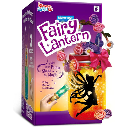 Joyfy DIY Fairy Lantern Craft Kit with Rose Lights and String Lights for Girls Age 8+ Gifts with 7 Color Fairy Potion Necklace
