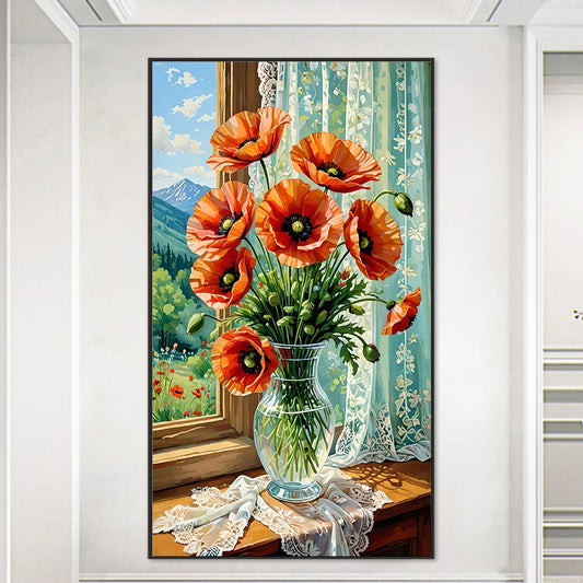 Poppy 5D DIY Diamond Art Painting Kits for Home Wall Decoration 40x70cm