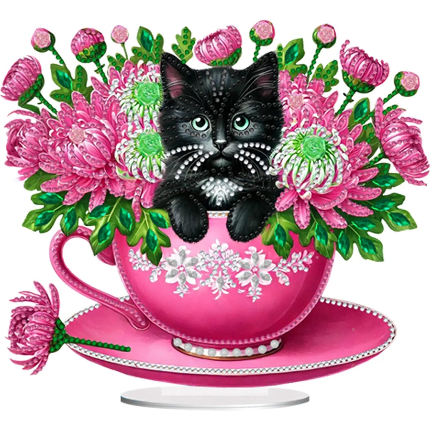 2D/Flat Teacup Cat DIY Diamond Painting Tabletop Ornaments Kit