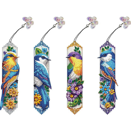 4Pcs DIY with Butterfly Pendants Diamond Painting Bookmark