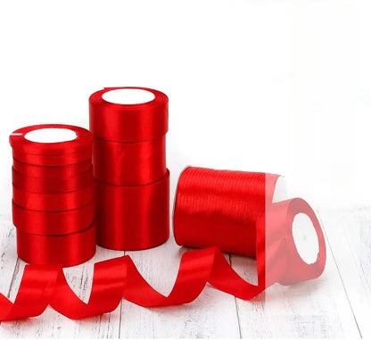 Red Satin Ribbon Wedding Christmas Halloween Party Decoration Gift Wrapping Scrapbooking Supplies DIY Bow Crafts Packing Tape/.，