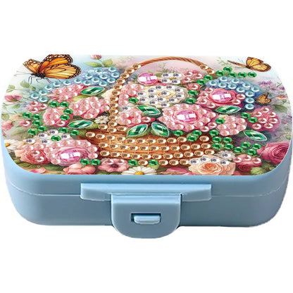 Diamond Painting Kit Square Pill Box Mini Portable Travel Medicine Storage Box for Outdoor Sports Business Trip Or Handbag
