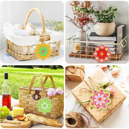 10pcs Wooden Flower  Hanging Ornaments for DIY Crafts