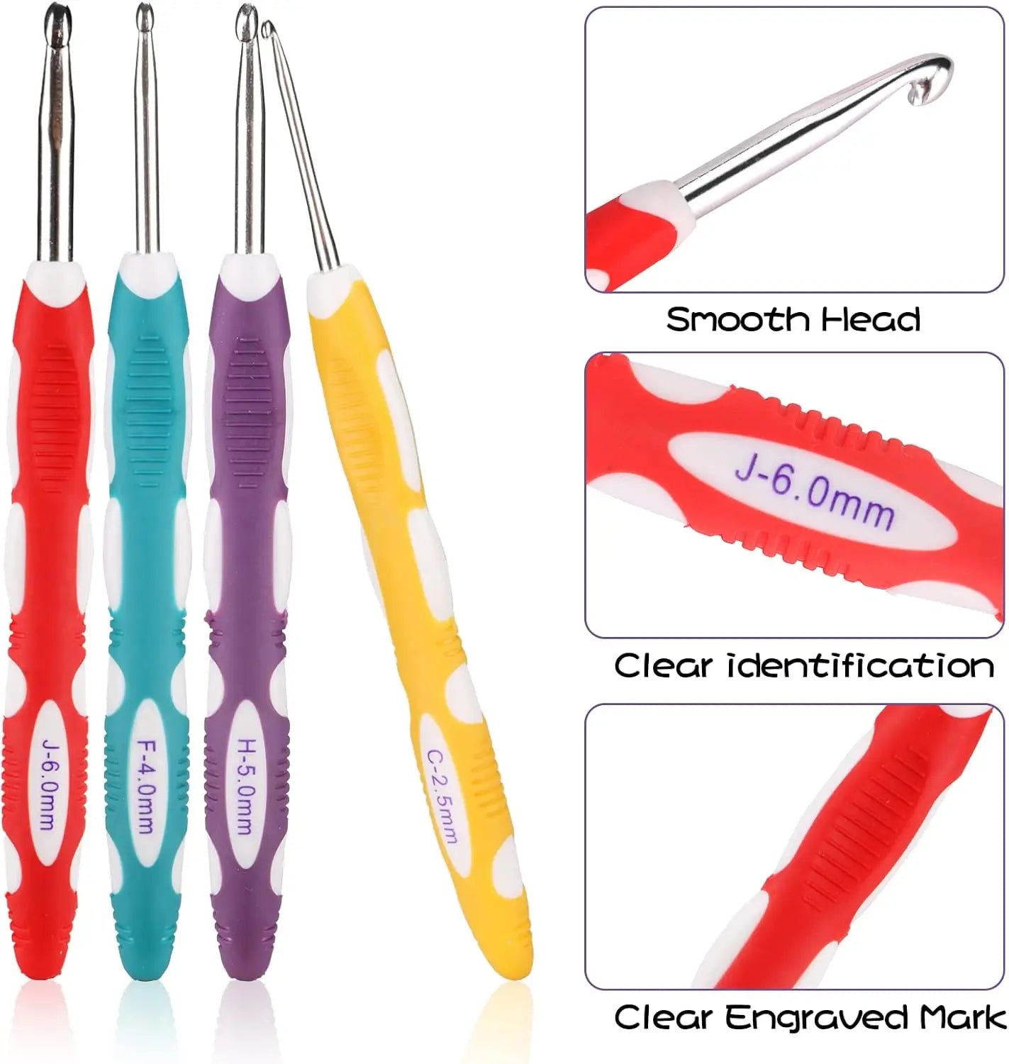 9-Piece TPR and ABS Crochet Hook Set with Ergonomic Handle for Comfortable Crafting