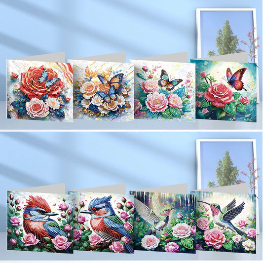 8/12Pcs 5D Rhinestone Embroidery Arts Cards Kits