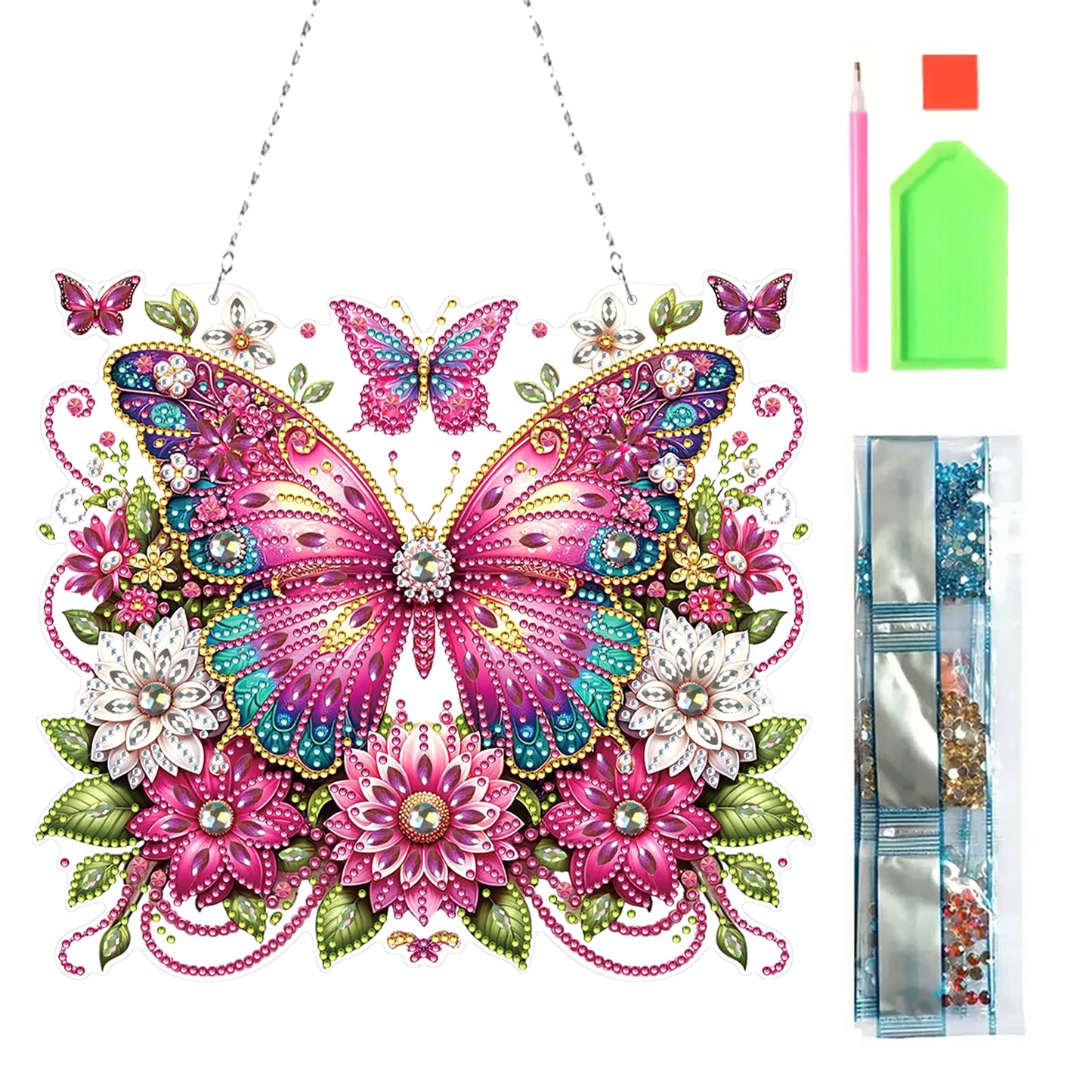 Easter Egg Light 5D DIY Diamond Painting Dots Pendant Rhinestone Diamond Art Pendants DIY Diamond Art Pendant Kit for Art Crafts