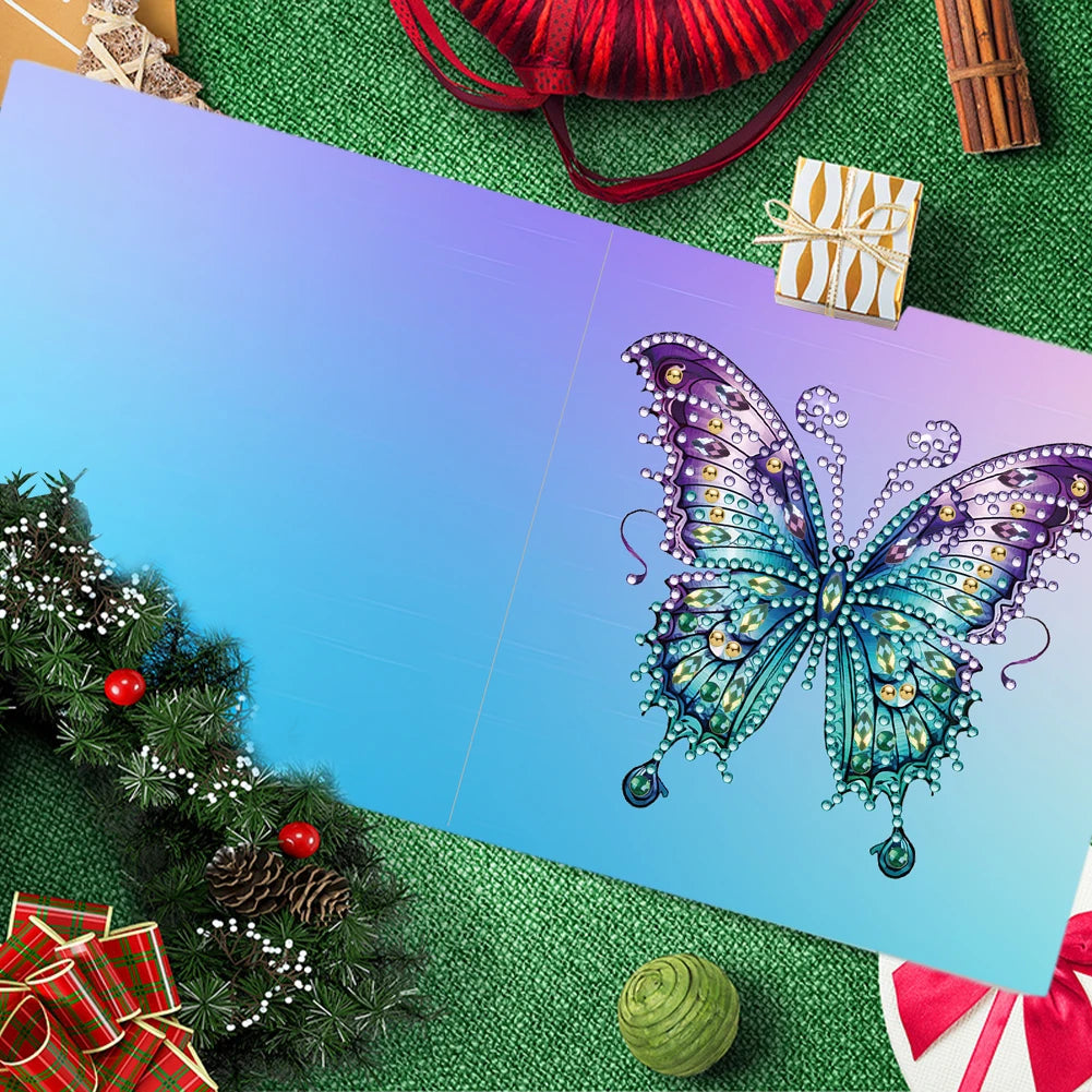 6 Pcs Diamond Drawing Card Butterfly Special Shape Diamond Painting Birthday Thank You Cards Kits Christmas for Adults and