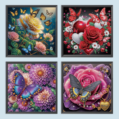 4Pcs 40x40cm Flower 5D DIY Special Shape Crystal Partial Diamond Painting Kit