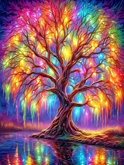 5D Diamond Painting Kit Colorful Mystical Tree Full Drill Round Mosaic Craft For Adults