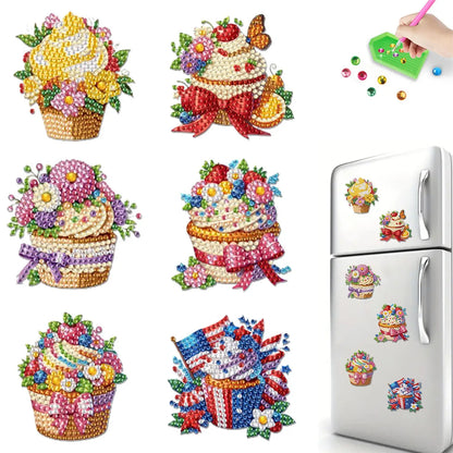 6Pcs Diamond Painting Kits DIY Diamond Art Refrigerator Magnets Diamond Art Magnets DIY Art Crafts for Adults Beginners