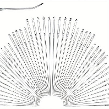 55-Piece Stainless Steel Hand Sewing Needles Set, Large Eye Needles for Embroidery & Sewing, Multi Sizes, White Packaging, Non-R