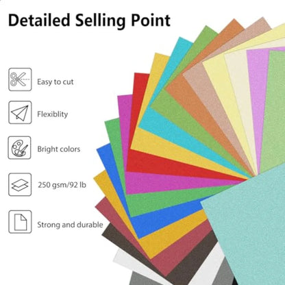 Glitter Cardstock 25 Sheets White Cardstock for Cricut Crafts