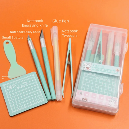 5pcs/Set DIY Scrapbook Tool Set Tweezers Pens Non-Slip Mats Art Cutting Tools Kit Paper Crafting Carving Craft Paper Pen
